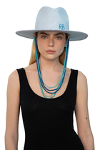 Straw Hat With Neck Tie And Chin Strap